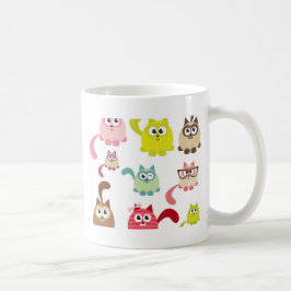 Kute cats, kind patroon, kleurrijk, gelukkig, leuk koffiemok