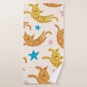 Kute cats naadloos patroon met sterren grappig tre badhanddoek