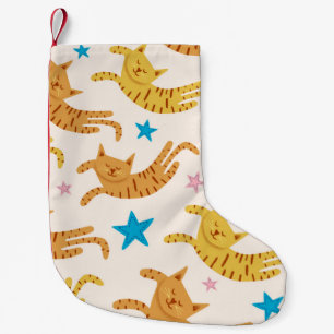 Kute cats naadloos patroon met sterren grappig tre kleine kerstsok