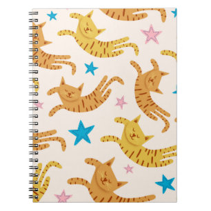 Kute cats naadloos patroon met sterren grappig tre notitieboek