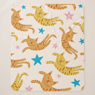 Kute cats naadloos patroon met sterren grappig tre sherpa deken