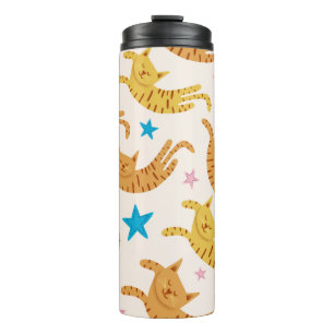 Kute cats naadloos patroon met sterren grappig tre thermosbeker