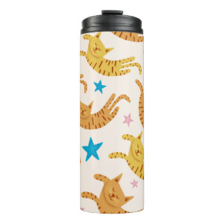 Kute cats naadloos patroon met sterren grappig tre thermosbeker