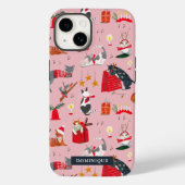 Kute cats retro kerstroze Case-Mate iPhone case (Achterkant)