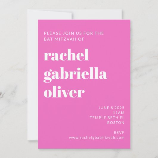 Kute Checkerboard Flower Green Pink Bat Mitzvah Kaart (Voorkant)