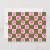 Kute Checkerboard Flower Green Roze op maat Notitiekaartje (Achterkant)