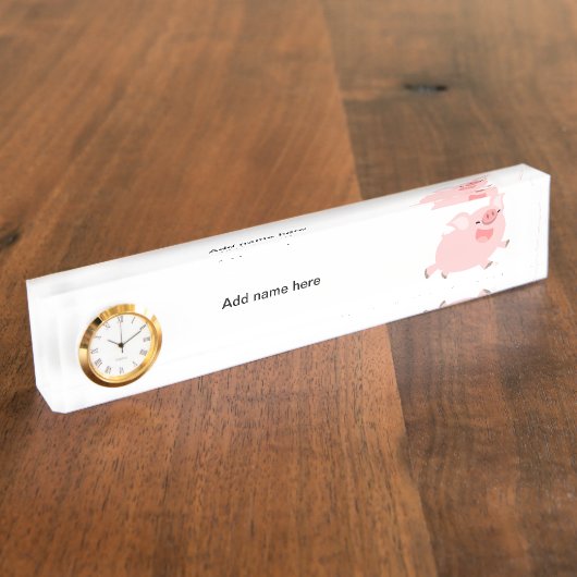 Kute Cheerful Cartoon Pig Desk Naambordje (Zijkant)