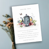 Kute Cheerful Rozen Floral Teapot Elke leeftijd va Bedankkaart