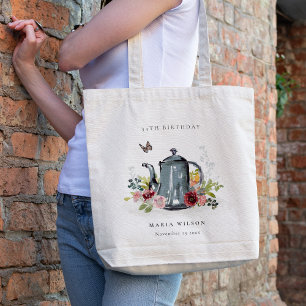 Kute Cheerful Rozen Floral Teapot Elke leeftijd va Tote Bag
