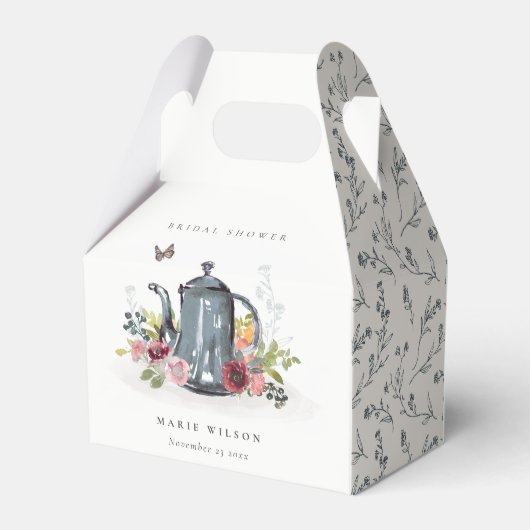 Kute Cheerful Rozen Floral Teapot Vrijgezellenfees Bedankdoosjes (Achterkant)