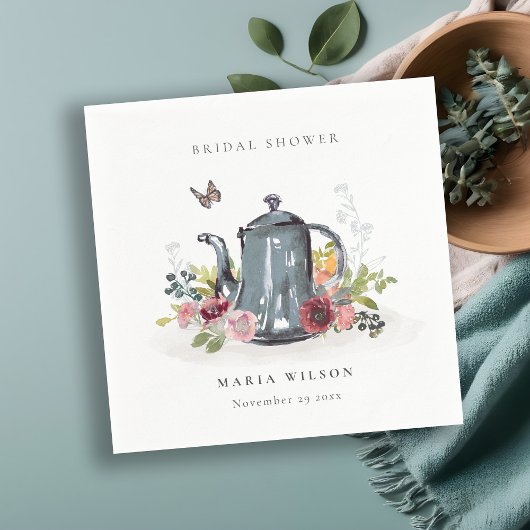 Kute Cheerful Rozen Floral Teapot Vrijgezellenfees Servet