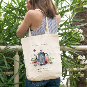 Kute Cheerful Rozen Floral Teapot Vrijgezellenfees Tote Bag