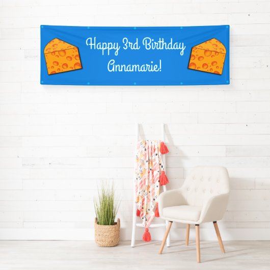 Kute Cheese Wedge Kinder 1e verjaardag Spandoek (Insitu)