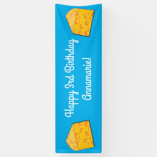 Kute Cheese Wedge Kinder 1e verjaardag Spandoek (Verticaal)
