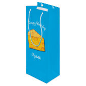Kute Cheese Wedge Kinder 1e verjaardag Wijn Cadeautas (Achterkant Gekanteld)