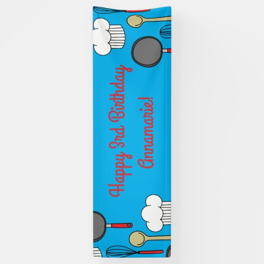 Kute Chef Koking Kinderen 1e verjaardag Spandoek (Verticaal)