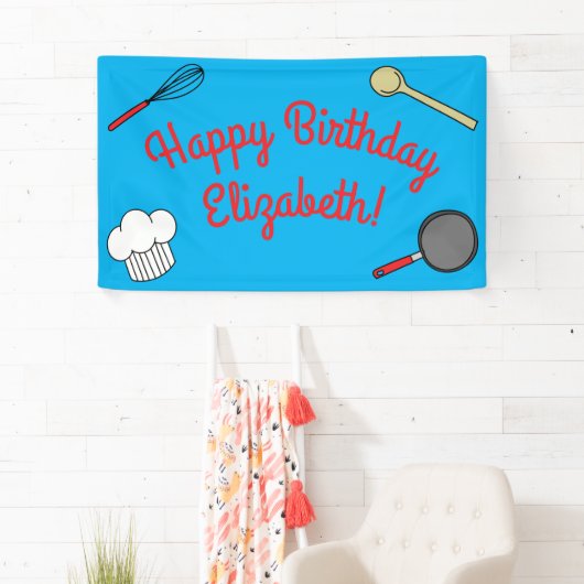 Kute Chef Koking Kinderen 1e verjaardag Spandoek (Insitu)