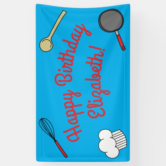 Kute Chef Koking Kinderen 1e verjaardag Spandoek (Verticaal)