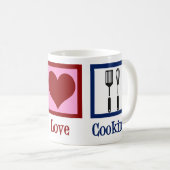 Kute Chef Peace Love Cooking Utensists Koffiemok (Voorkant rechts)