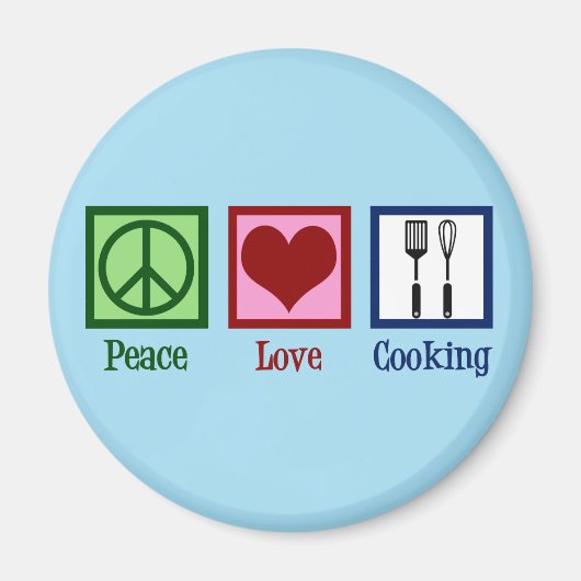 Kute Chef Peace Love Cooking Utensists Magneet (Voorkant)