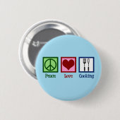 Kute Chef Peace Love Cooking Utensists Ronde Button 5,7 Cm (Voorkant /achterkant)