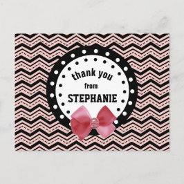 Kute Chevrons, Stippen en Bow Pink en Black Z55 Briefkaart