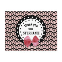 Kute Chevrons, Stippen en Bow Pink en Black Z55