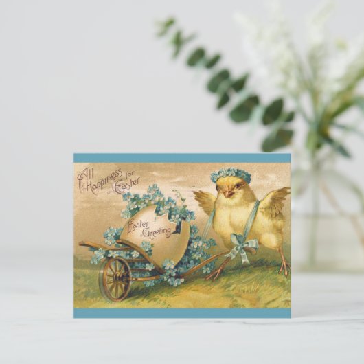 Kute  Chick Easter Greetings Briefkaart (Staand voorkant)