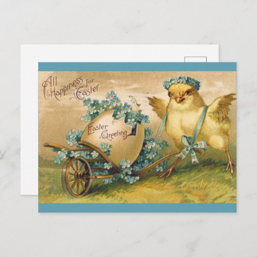 Kute Chick Easter Greetings Briefkaart (Voorkant / Achterkant)