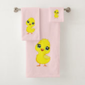 Kute Chick op Light Pink Bath Towel Set Bad Handdoek (Insitu)