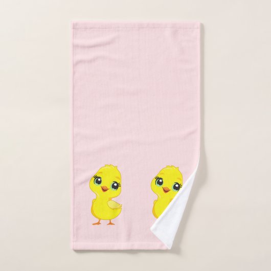 Kute Chick op Light Pink Bath Towel Set Bad Handdoek (Handdoek)
