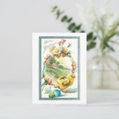 Kute  Chick, Paaseieren en Daisies Briefkaart (Staand voorkant)