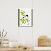 Kute Chickadee Bird in Poplar Tree Sweet-vriendeli Poster (Keuken)