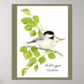Kute Chickadee Bird in Poplar Tree Sweet-vriendeli Poster (Voorkant)