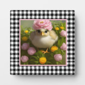 Kute Chicken and Flowers Easter Tabletop Fotoplaat (Voorkant)