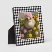 Kute Chicken and Flowers Easter Tabletop Fotoplaat (Voorkant)