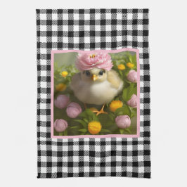 Kute Chicken and Flowers Easter Theedoek