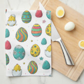 Kute Chicken Decorative Easter Eggs Pattern Theedoek (Quarter Fold)