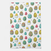Kute Chicken Decorative Easter Eggs Pattern Theedoek (Verticaal)