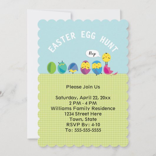 Kute Chicken Easter Egg Hunt Invitation Kaart (Achterkant)