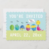 Kute Chicken Easter Egg Hunt Invitation Kaart (Voorkant)