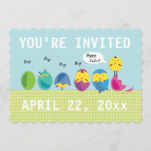 Kute Chicken Easter Egg Hunt Invitation