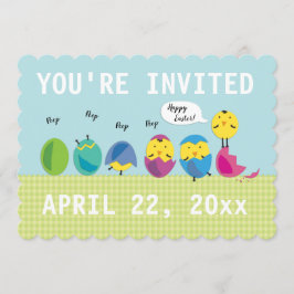 Kute Chicken Easter Egg Hunt Invitation Kaart