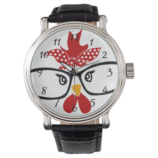 Kute Chicken met Glasses Watch Horloge (Voorkant)