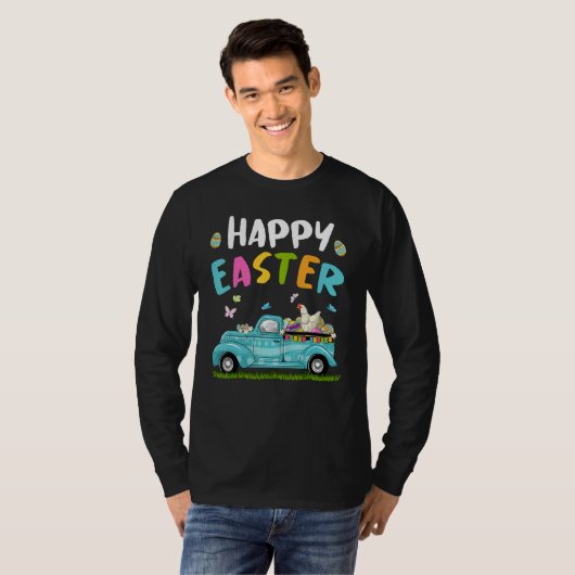 Kute Chicken with Bunny Ears Egg Hunting Eas T-shirt (Voorkant volledig)