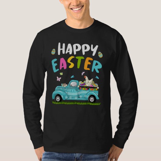 Kute Chicken with Bunny Ears Egg Hunting Eas T-shirt (Voorkant)