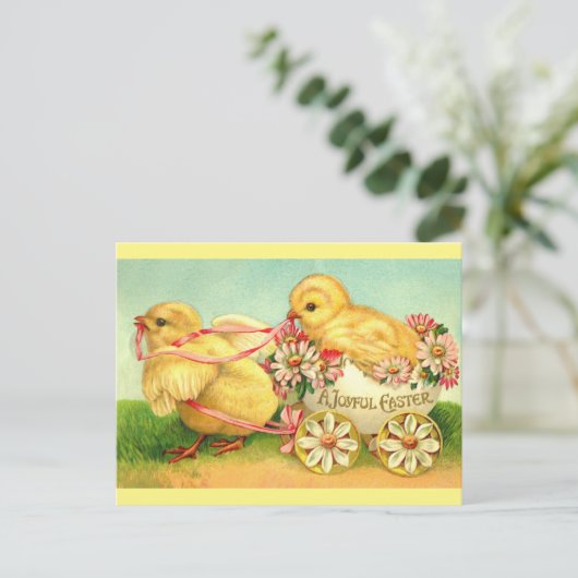 Kute  Chicks Joyful Easter Greetings Briefkaart (Staand voorkant)
