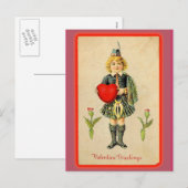 Kute Child in Kilt Victoriaans Valentijn Card Feestdagenkaart (Voorkant / Achterkant)