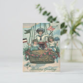 Kute Children Hot Air Ballon Rozen Briefkaart (Staand voorkant)