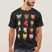 Kute Chinese Zodiac Animal Signs Lunar Nieuwjaar 1 T-shirt (Voorkant)